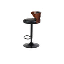 2 Pcs Bar Stools Kitchen Wooden Gas Lift Leather Stool Metal Black