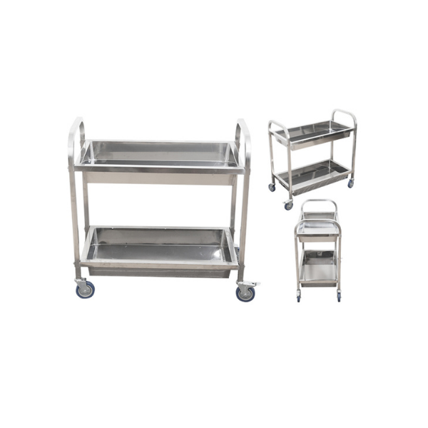 2 Tier Stainless Steel Kitchen Trolley Bowl Food Cart Small