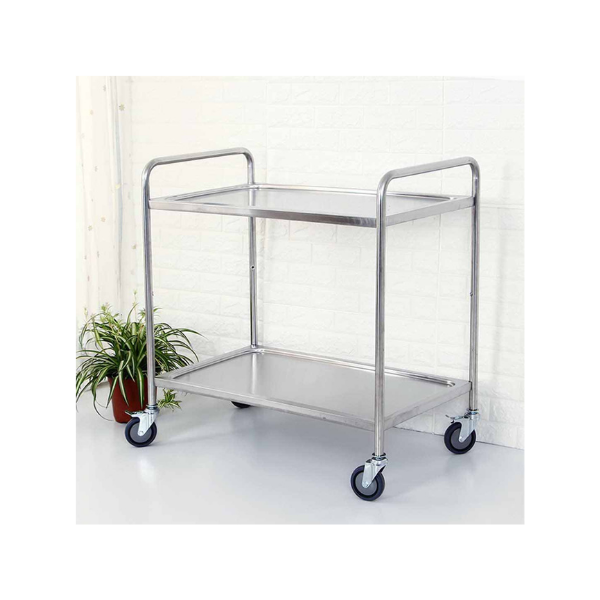 2 Tier Stainless Steel Kitchen Trolley Utility Round Large