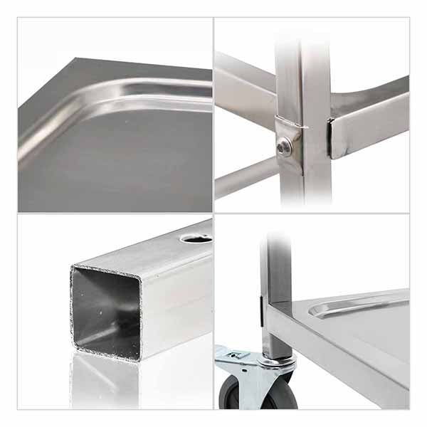 2 Tier Stainless Steel Utility Cart 95X50X95Cm Large