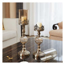 2X 48Cm Glass Candle Holder Candle Stand Glass And Metal