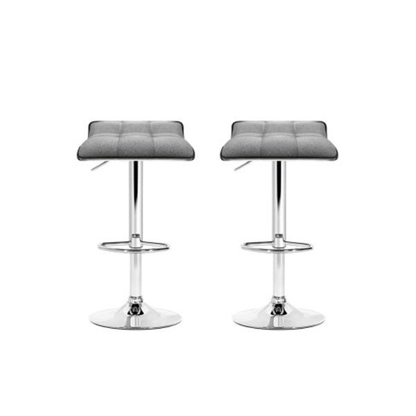 2X Fabric Bar Stools Swivel Stool Dining Chairs Gas Lift Kitchen Grey