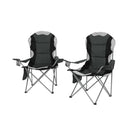 2X Folding Camping Chairs Arm Chair Portable Outdoor Beach Fishing Bbq