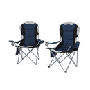 2X Folding Camping Chairs Arm Chair Portable Outdoor Beach Fishing Bbq