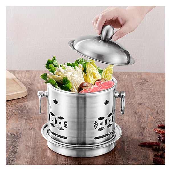 Stainless Steel Mini Asian Buffet Hot Pot With Lid B