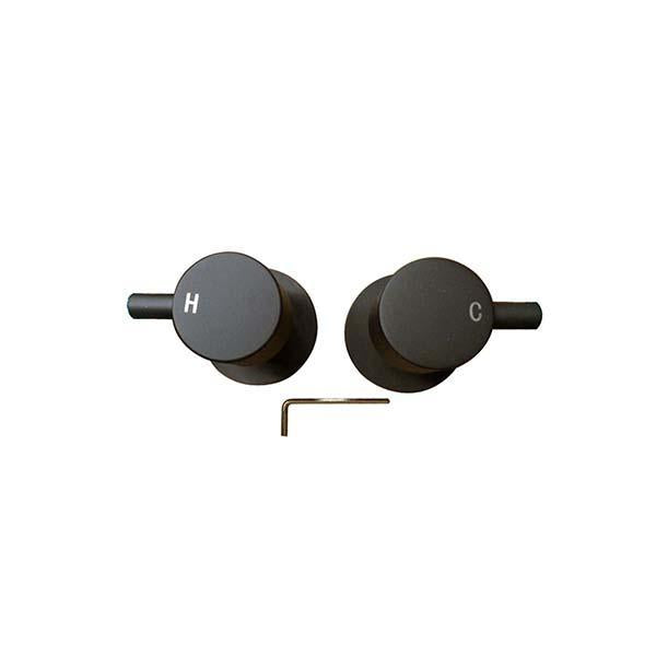 Euro Round Nero Black Shower Wall Taps