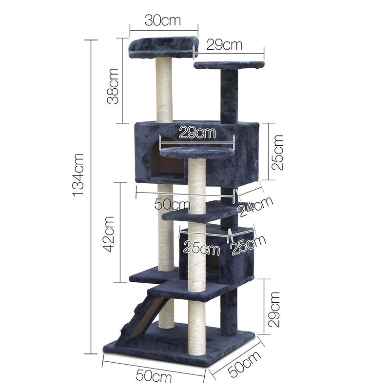 Cat Tree 134Cm Trees Scratching Post Tower Condo House Furniture Wood