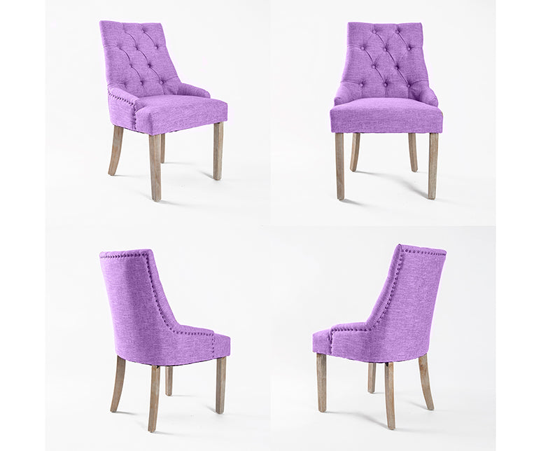 French Provincial Oak Leg Chair AMOUR - Violet