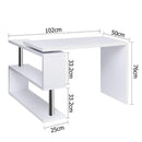 Office Computer Desk Corner Table w/ Bookshelf White