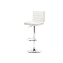 2 Gas Lift Bar Stools Swivel Chairs Leather Chrome White