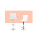 2 Gas Lift Bar Stools Swivel Chairs Leather Chrome White