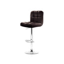 2 Pcs Gas Lift Bar Stools Swivel Chairs Leather Chrome Chocolate