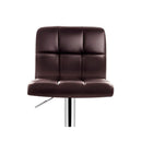 2 Pcs Gas Lift Bar Stools Swivel Chairs Leather Chrome Chocolate