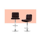2 Pcs Gas Lift Bar Stools Swivel Chairs Leather Chrome Chocolate