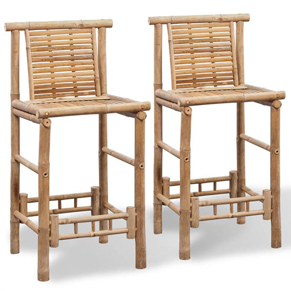2 Pieces Bamboo Bar Stools Bamboo