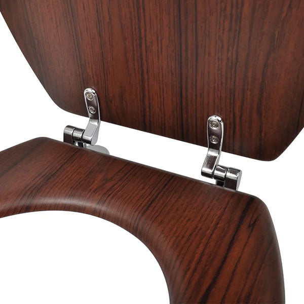2 Pieces Brown MDF Toilet Seats with Hard Close Lids