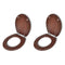 2 Pieces Brown MDF Toilet Seats with Hard Close Lids