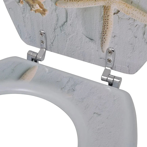2 Pieces MDF Toilet Seats with Hard Close Lids Sea Star