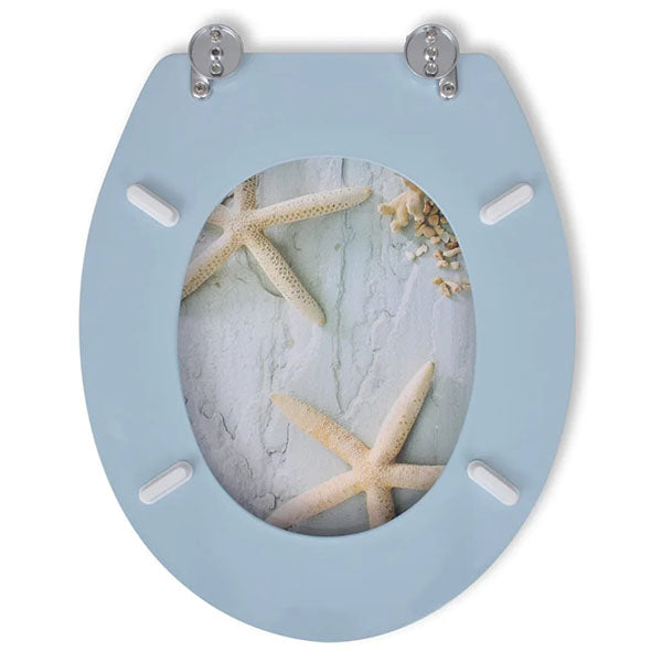 2 Pieces MDF Toilet Seats with Hard Close Lids Sea Star