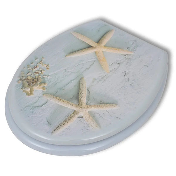 2 Pieces MDF Toilet Seats with Hard Close Lids Sea Star