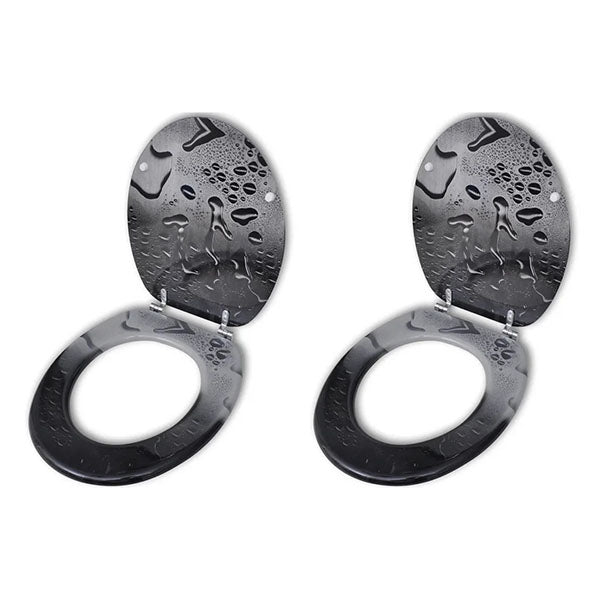 2 Pieces MDF Toilet Seats with Hard Close Lids Water