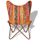 2 Pieces Multicolour Chindi Fabric Butterfly Chairs