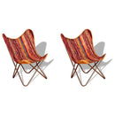 2 Pieces Multicolour Chindi Fabric Butterfly Chairs