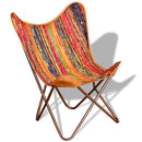 2 Pieces Multicolour Chindi Fabric Butterfly Chairs