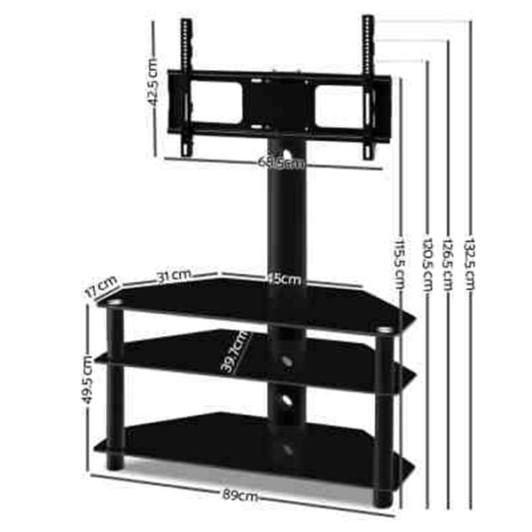 3 Tier Floor TV Stand With Bracket Shelf Mount