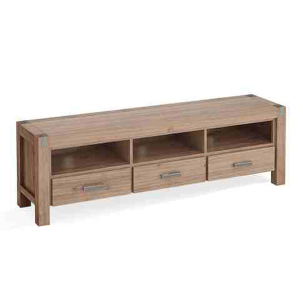 Tv Cabinet 3 Storage Drawer Shelf Solid Acacia Wooden Frame Oak Colour
