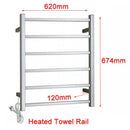 Gama Square Chrome Electric Heated Towel Rack 6 Bars