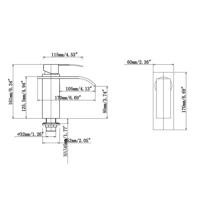 Polly Waterfall Square Chrome Basin Mixer