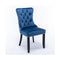 2X Velvet Dining Chairs Upholstered Tufted Kitchen Solid Wood Blue