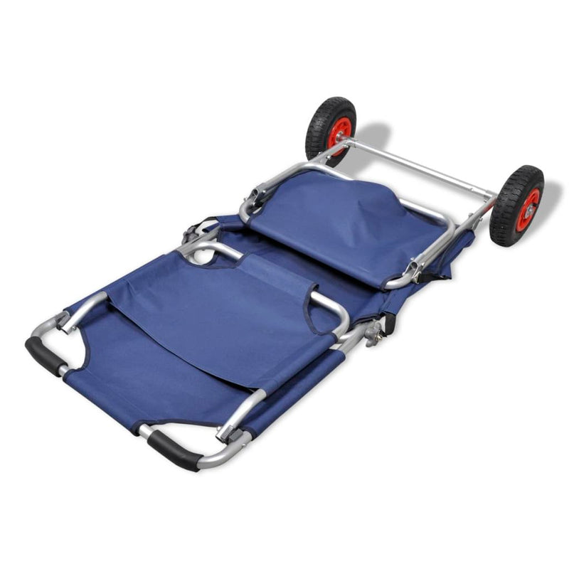 3-In-1 Portable Beach Trolley, Chair And Table - Blue
