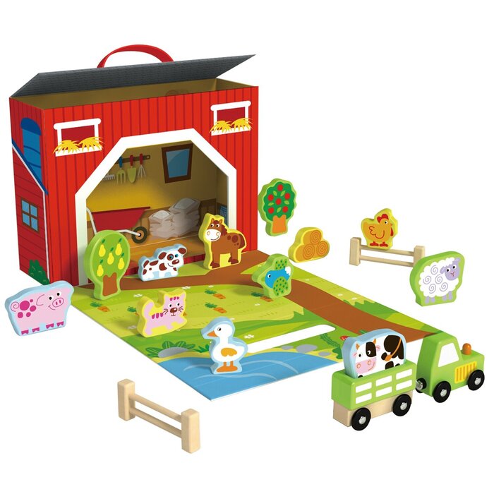 Tooky Toy Co Farm Play Box 30X10X22Cm