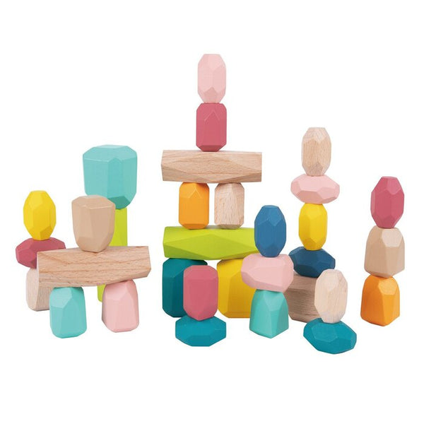 Tooky Toy Co Wooden Stacking Stones 32Pcs 24X18X5Cm