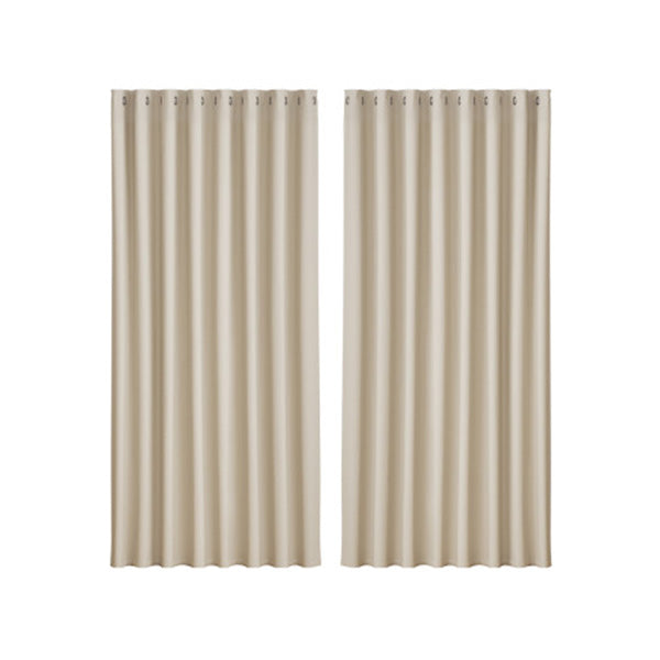 2X Blockout Curtains Blackout Window Curtain Eyelet Beige