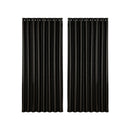 2X Blockout Curtains Blackout Window Curtain Eyelet Black Shine