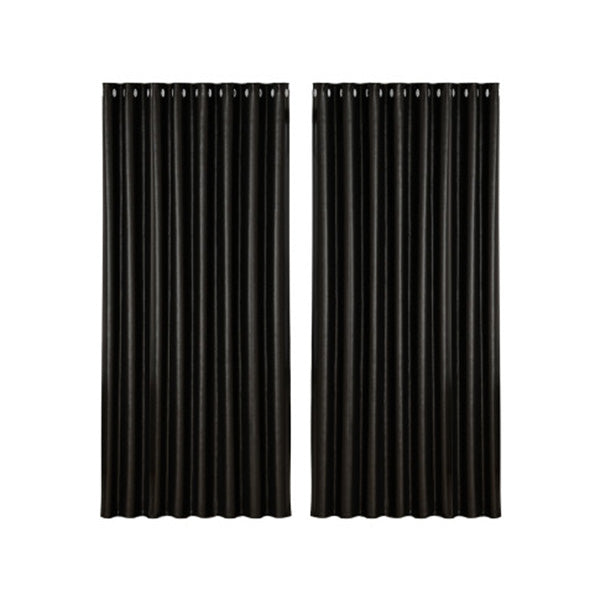 2X Blockout Curtains Blackout Window Curtain Eyelet Black Shine