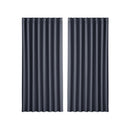 2X Charcoal Blockout Curtains Blackout Window Curtain Eyelet