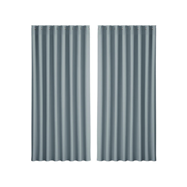 2X Blockout Curtains Blackout Window Curtain Eyelet Grey
