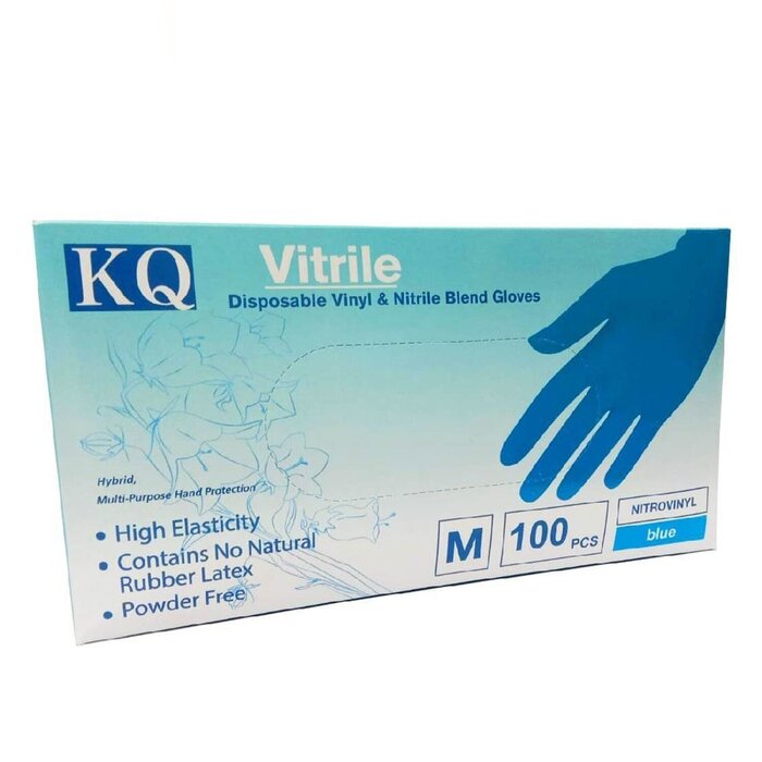 Kq Vitrile Disposable Vinyl And Nitrile Blend Gloves Blue S S