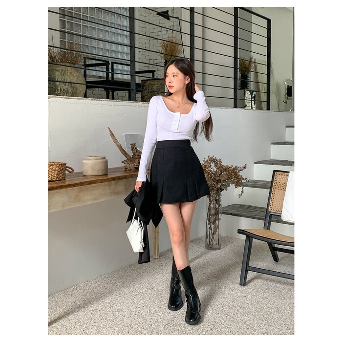 Trendywhere Back Banding Pleats Mini Skirt Freesize Xs To M
