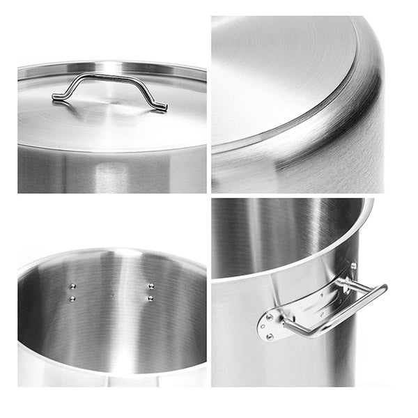 33L Stainless Steel Stock Pot With One Steamer Rack Insert Tray
