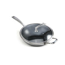 34Cm Stainless Steel Fry Pan Non Stick Skillet With Glass Lid