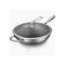 34Cm Stainless Steel Fry Pan Non Stick Skillet With Glass Lid