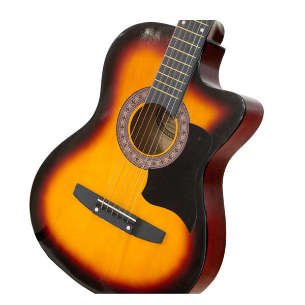 38in Sun Burst Pro Cutaway Acoustic Guitar with Bag Strings