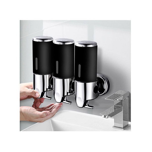 3 Bottles Bathroom Shower Soap Shampoo Gel Dispenser Pump Wall