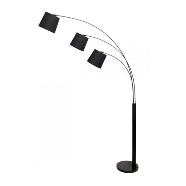 3 Light Arc Floor Lamp Adjustable Black