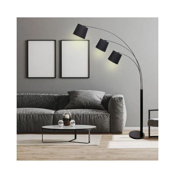 3 Light Arc Floor Lamp Adjustable Black